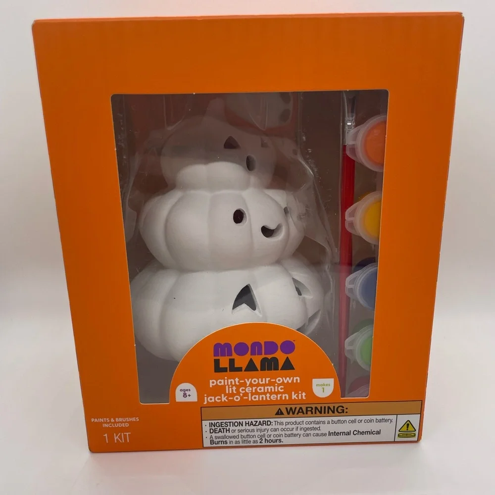 Mondo Llama Ceramic Jack-o'-Lantern Kit New Sealed Art Diy Craft Halloween Fun